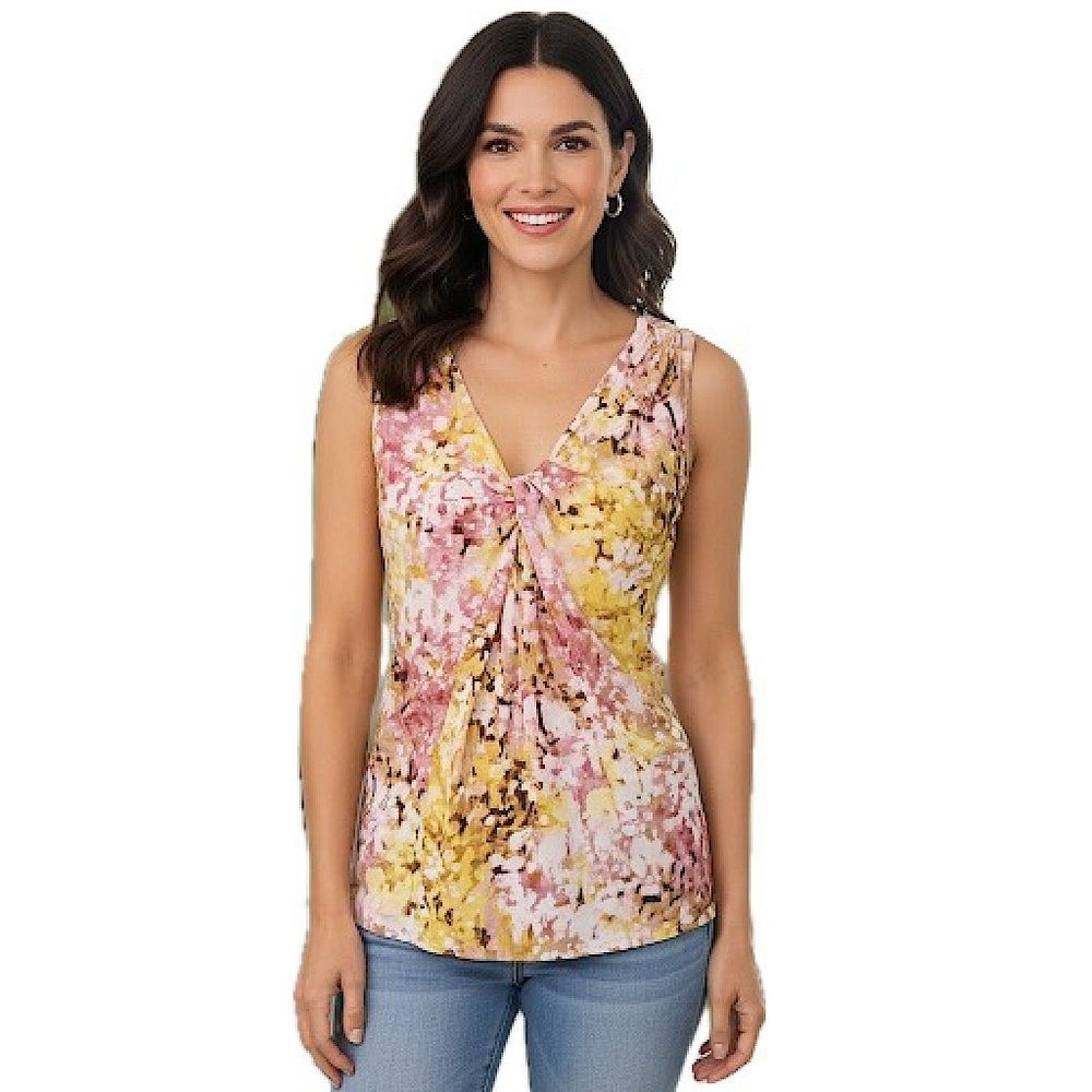 Loft Abstract Floral Twist-Front Sleeveless Blouse Size Medium